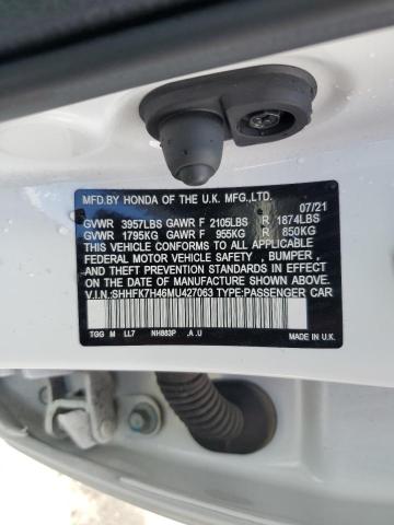 SHHFK7H46MU427063 - 2021 HONDA CIVIC SPORT 白色 照片 12