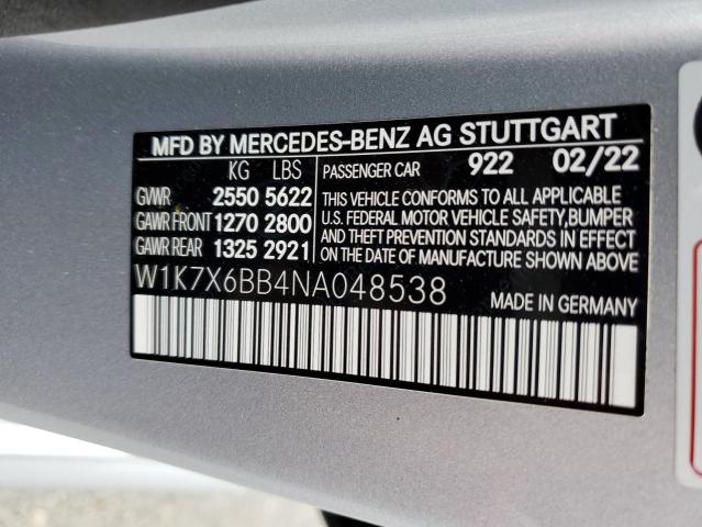 W1K7X6BB4NA048538 - 2022 MERCEDES-BENZ AMG GT 53 SILVER photo 12