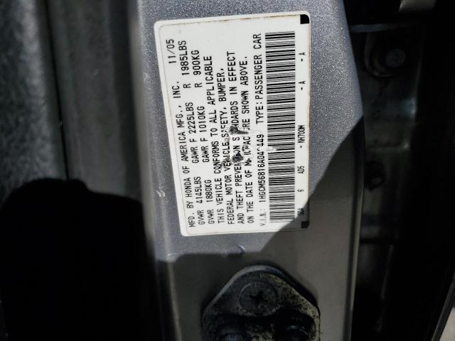 1HGCM56816A042449 - 2006 HONDA ACCORD EX SILVER photo 12