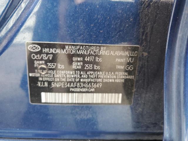 5NPE34AF8JH663649 - 2018 HYUNDAI SONATA SPORT BLUE photo 12