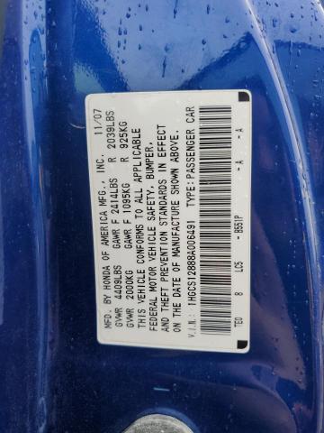 1HGCS12888A006491 - 2008 HONDA ACCORD EXL BLUE photo 12