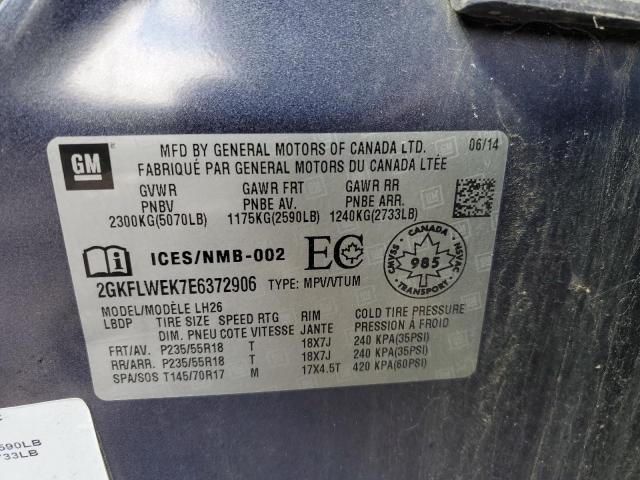 2GKFLWEK7E6372906 - 2014 GMC TERRAIN SLE BLUE photo 13