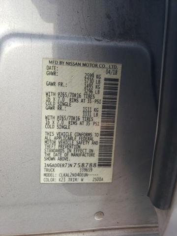 1N6AD0ER7JN758788 - 2018 NISSAN FRONTIER S SILVER photo 12