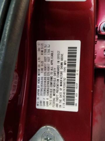 JHLRE487X7C080792 - 2007 HONDA CR-V EXL MAROON photo 12