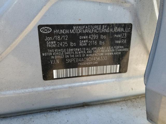 5NPEB4AC9CH456330 - 2012 HYUNDAI SONATA GLS BLUE photo 12