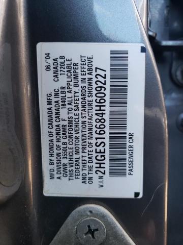 2HGES16684H609227 - 2004 HONDA CIVIC LX GRAY photo 12