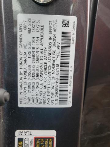 2HKRW2H82HH657618 - 2017 HONDA CR-V EXL GRAY photo 12