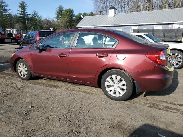 2HGFB2F55CH609282 - 2012 HONDA CIVIC LX MAROON photo 2