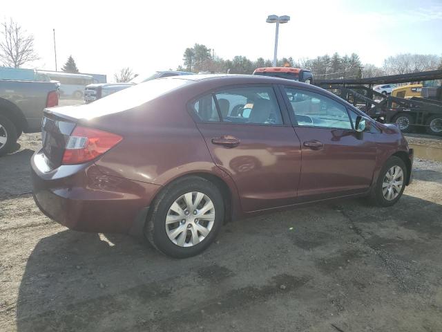 2HGFB2F55CH609282 - 2012 HONDA CIVIC LX MAROON photo 3