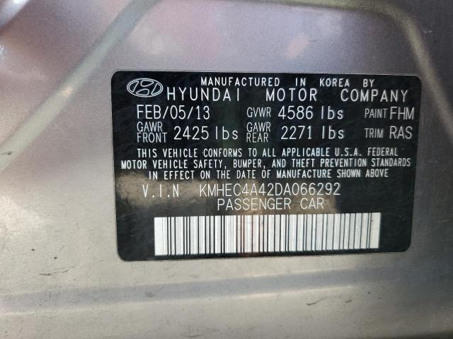 KMHEC4A42DA066292 - 2013 HYUNDAI SONATA HYBRID SILVER photo 12