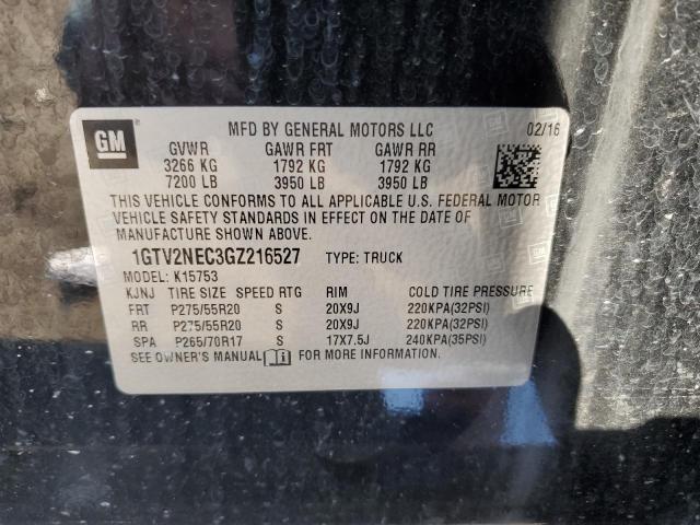 1GTV2NEC3GZ216527 - 2016 GMC SIERRA K1500 SLT BLACK photo 12