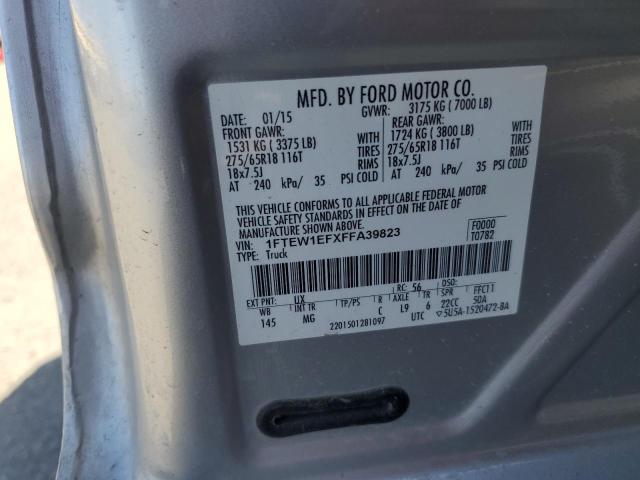 1FTEW1EFXFFA39823 - 2015 FORD F150 SUPERCREW SILVER photo 12
