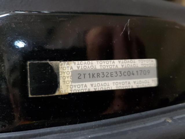 2T1KR32E33C041709 - 2003 TOYOTA COROLLA MA XR BLACK photo 12