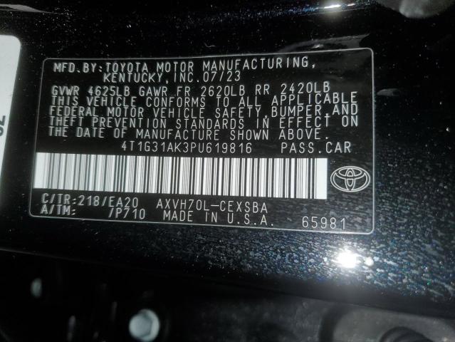4T1G31AK3PU619816 - 2023 TOYOTA CAMRY SE NIGHT SHADE BLACK photo 13