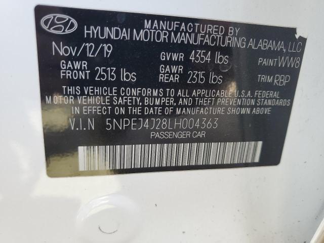 5NPEJ4J28LH004363 - 2020 HYUNDAI SONATA SEL PLUS WHITE photo 12