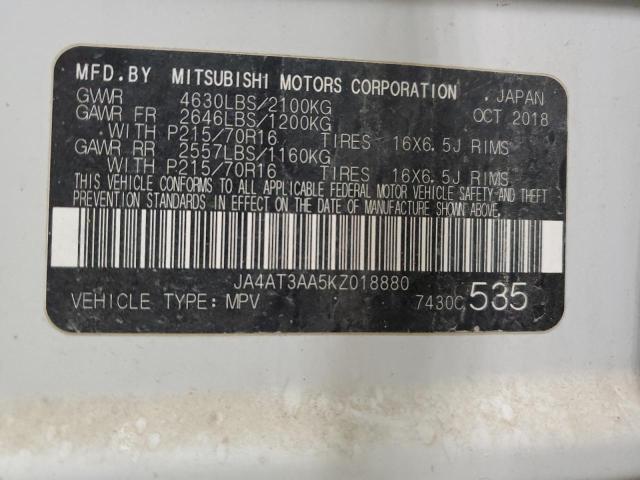 JA4AT3AA5KZ018880 - 2019 MITSUBISHI ECLIPSE CR ES WHITE photo 12