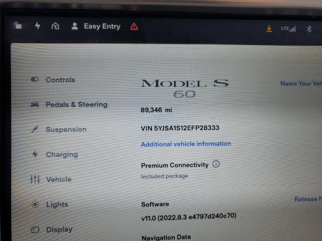 5YJSA1S12EFP28333 - 2014 TESLA MODEL S Qara foto 9