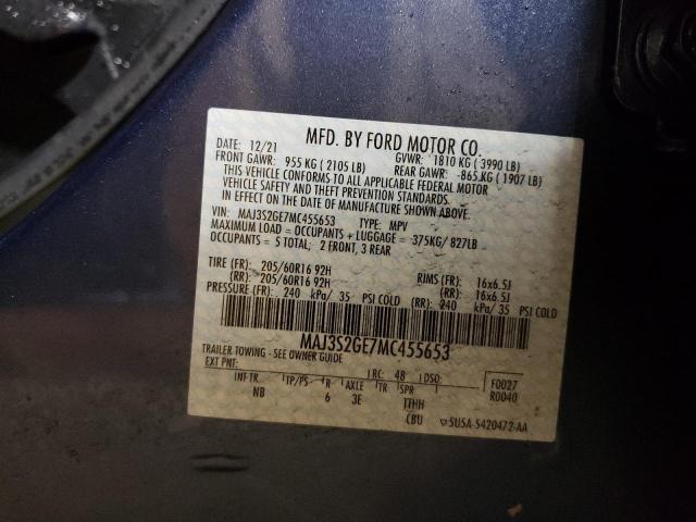 MAJ3S2GE7MC455653 - 2021 FORD ECOSPORT SE BLUE photo 14