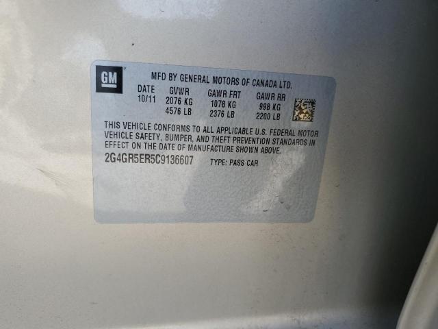 2G4GR5ER5C9136607 - 2012 BUICK REGAL BEIGE photo 12