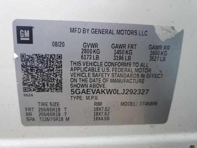 5GAEVAKW0LJ292327 - 2020 BUICK ENCLAVE ESSENCE თეთრი ფოტო 14