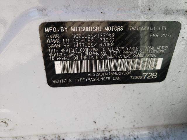 ML32AUHJ1MH007186 - 2021 MITSUBISHI MIRAGE ES WHITE photo 12