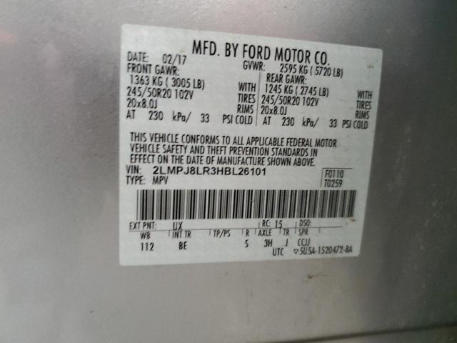 2LMPJ8LR3HBL26101 - 2017 LINCOLN MKX RESERVE Gümüş fotoğraf 14