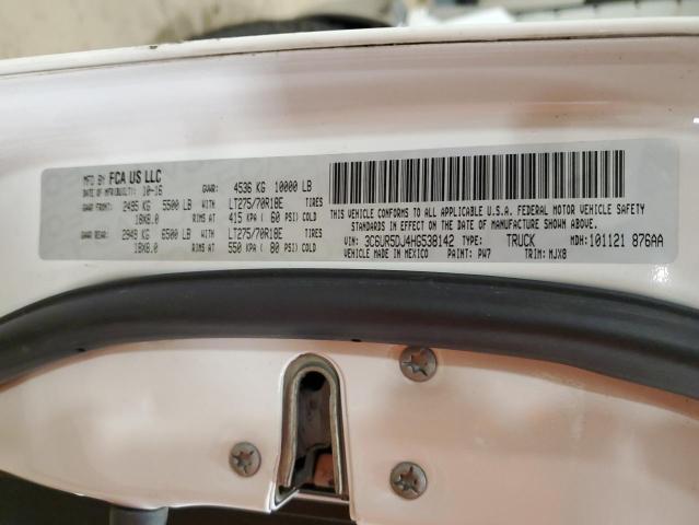 3C6UR5DJ4HG538142 - 2017 RAM 2500 SLT თეთრი ფოტო 12