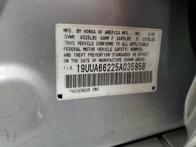 19UUA66225A035958 - 2005 ACURA TL SILVER photo 13