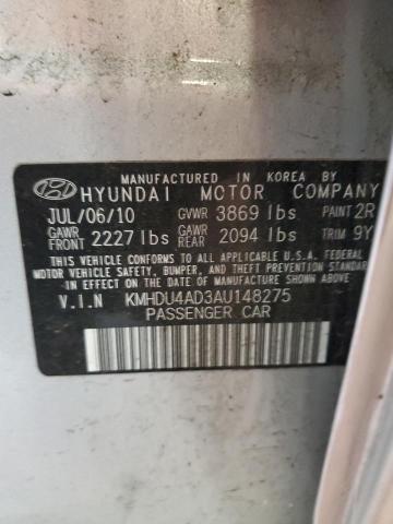 KMHDU4AD3AU148275 - 2010 HYUNDAI ELANTRA BLUE SILVER photo 13