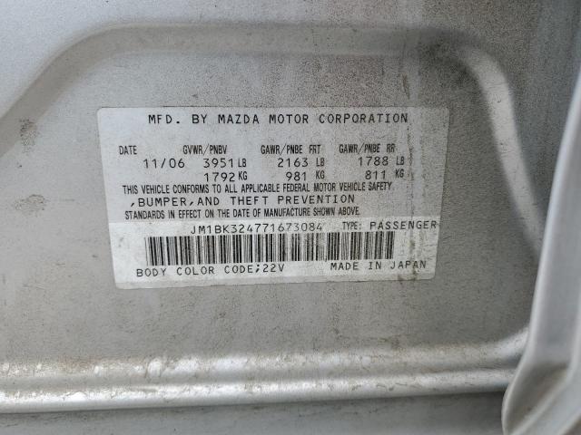 JM1BK324771673084 - 2007 MAZDA 3 S SILVER photo 12