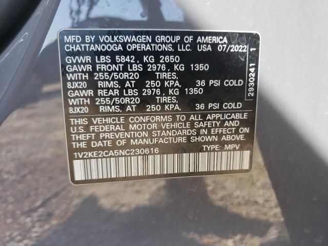 1V2KE2CA5NC230616 - 2022 VOLKSWAGEN ATLAS CROS SE Серый фото 14