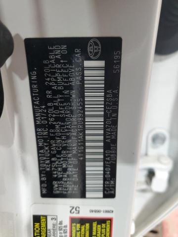 4T1G11AK1RU892455 - 2024 TOYOTA CAMRY SE NIGHT SHADE WHITE photo 13