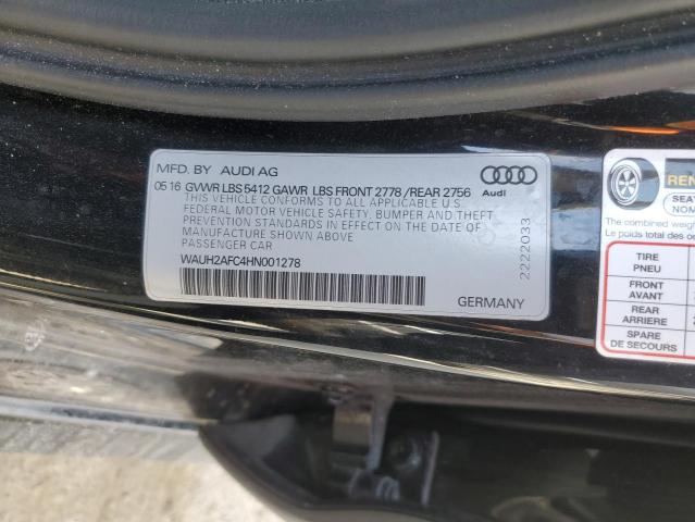 WAUH2AFC4HN001278 - 2017 AUDI A6 PRESTIGE შავი ფოტო 12