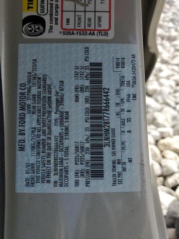 3LNHM28T77R666442 - 2007 LINCOLN MKZ CREAM photo 12