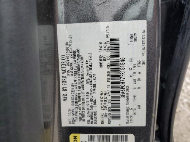 3FA6P0H77FR181846 - 2015 FORD FUSION SE GRAY photo 13