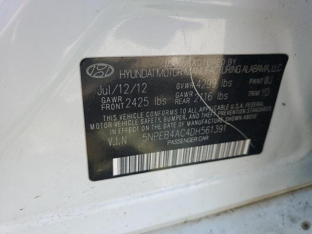 5NPEB4AC4DH561391 - 2013 HYUNDAI SONATA GLS WHITE photo 13