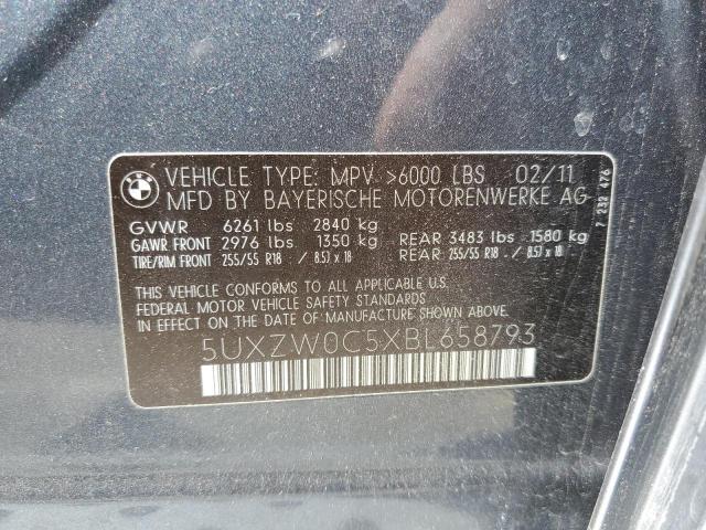 5UXZW0C5XBL658793 - 2011 BMW X5 XDRIVE35D GRAY photo 13