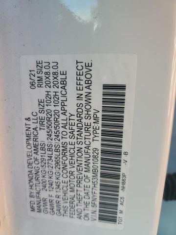 5FNYF7H53MB010829 - 2021 HONDA PASSPORT EXL أبيض صورة 13