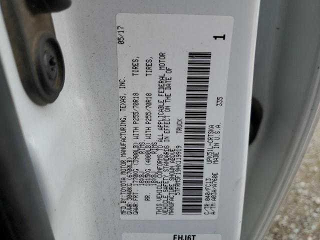 5TFRM5F19HX119919 - 2017 TOYOTA TUNDRA DOUBLE CAB SR/SR5 WHITE photo 12