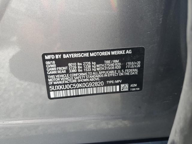 5UXKU0C59K0G92820 - 2019 BMW X6 SDRIVE35I ნაცრისფერი ფოტო 13