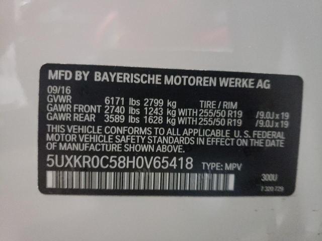 5UXKR0C58H0V65418 - 2017 BMW X5 XDRIVE35I WHITE photo 13