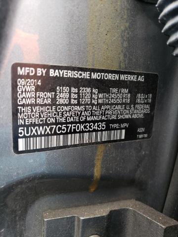 5UXWX7C57F0K33435 - 2015 BMW X3 XDRIVE35I GRAY photo 13