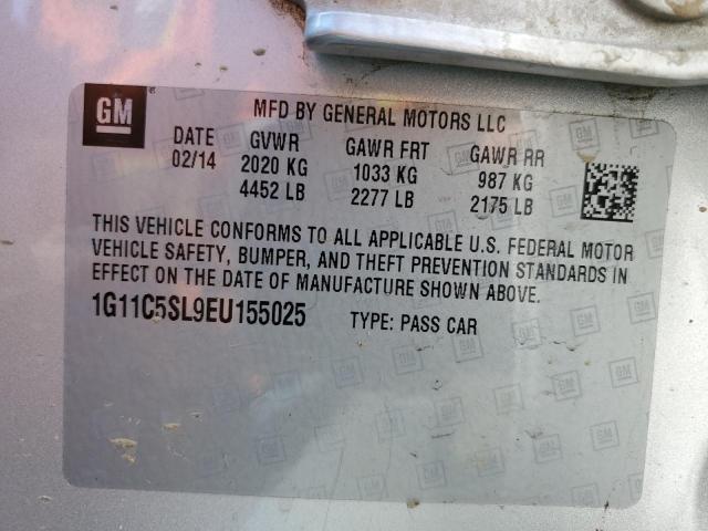 1G11C5SL9EU155025 - 2014 CHEVROLET MALIBU 1LT 银色 照片 12