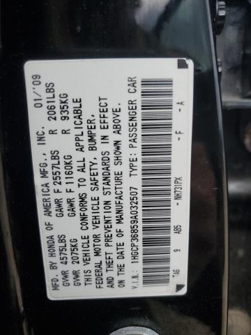 1HGCP36859A032507 - 2009 HONDA ACCORD EXL BLACK photo 12