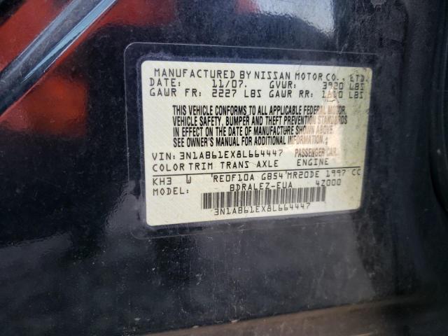 3N1AB61EX8L664447 - 2008 NISSAN SENTRA 2.0 BLACK photo 12