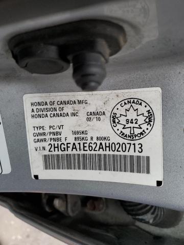 2HGFA1E62AH020713 - 2010 HONDA CIVIC LX-S 银色 照片 13