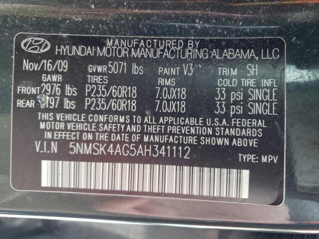 5NMSK4AG5AH341112 - 2010 HYUNDAI SANTA FE LIMITED GREEN photo 13