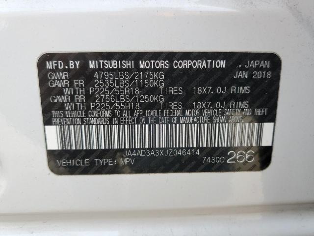 JA4AD3A3XJZ046414 - 2018 MITSUBISHI OUTLANDER SE WHITE photo 14