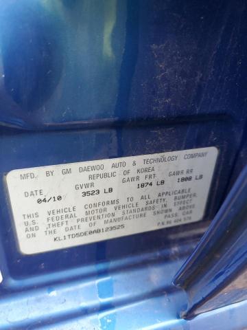 KL1TD5DE0AB123525 - 2010 CHEVROLET AVEO LS 蓝色 照片 12