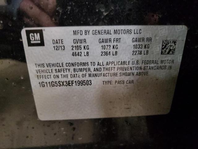 1G11G5SX3EF199503 - 2014 CHEVROLET MALIBU 3LT BLACK photo 13